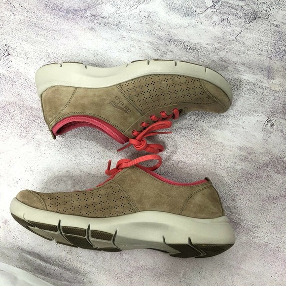 Dansko Elise Womens Suede Leather Sneakers Size 38‎ (7.5-8) Tan and Pink Comfort - Picture 8 of 10